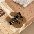 2026 Summer Beach Vacation Women's Flip-Flops Stylish Round Toe Buckle Women's Sandals New Simple Roman Flat Sandals Selling
