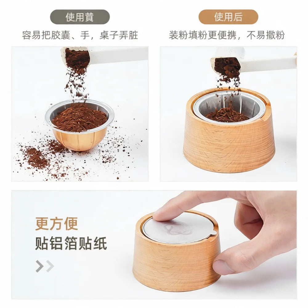 Reusable Coffee Pod For Vertuo Machine Stainless Steel Filter Capsule Espresso Filling Tool Tamper Accessory Set Durable